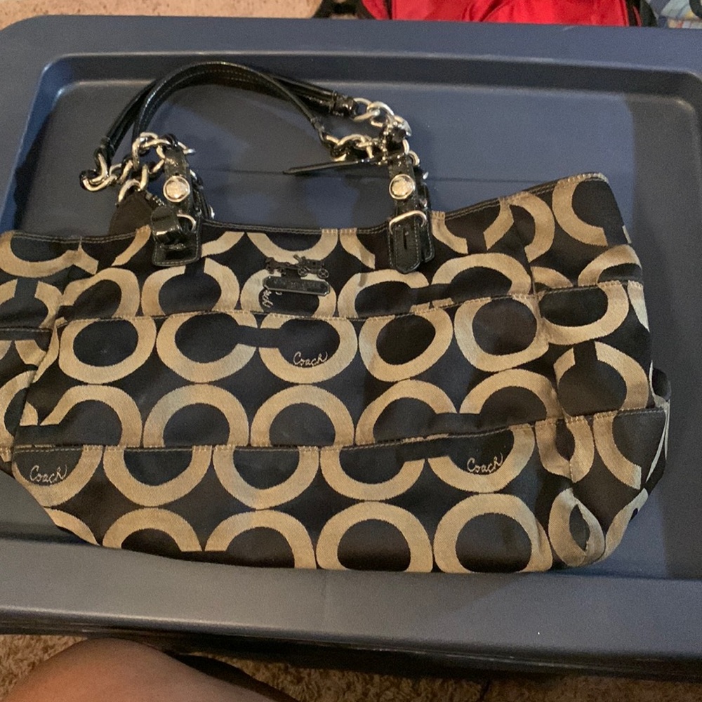 Vintage Coach Purse, One Size, Black and Tan